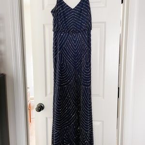 Navy beaded bridesmaid dress
